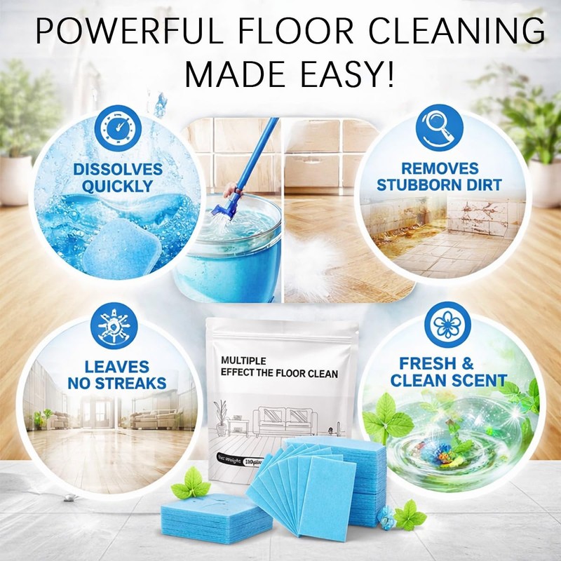 Multi-Surface Floor Cleaning Tablets, 100PCS Concentrated Floor Cleaner Tablets for