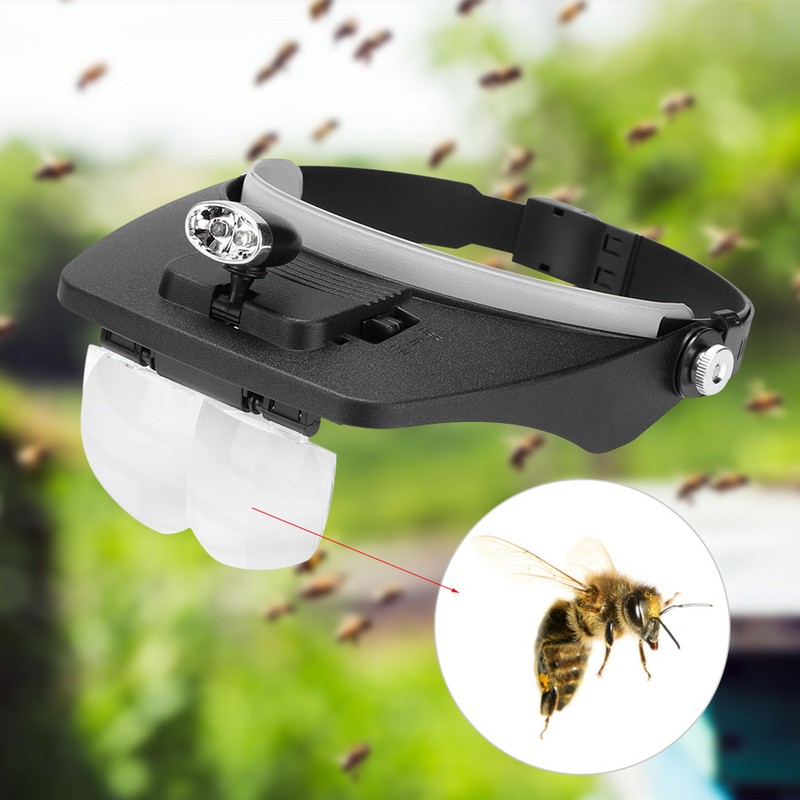 LED Beekeeping Bee Moving Magnifying Glass Head Mounted Magnification Mirror