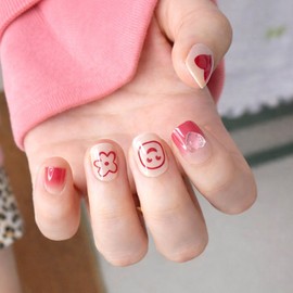 LC Attachable Nail Tips Short Type Short Artificial Nails 24p, 1 piece, 6. Smile Heart [N130] / 엘씨 붙이는 네일팁 숏 타입 짧은 인조손톱 24p, 1개, 6. 스마일하트[N130]
