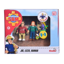 Simba 109251080 Fireman Sam Family Sparks Figure Set, Lizzie, Joe and Hannah Sparks with Wheelchair, Fully Movable, 7.5 cm, from 3 Years
