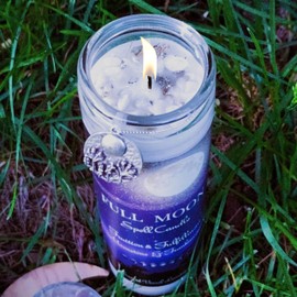FULL MOON Spell Candle Vigil Ritual Fixed W/Moonstones Frankincense Thyme Birch Moon Herbs Herbal Infused Lunar Lead-Free Charm Witch Wicca