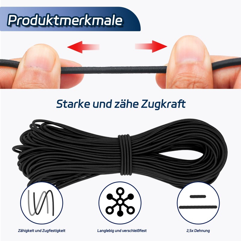 30 m Elastic Rubber Cord 3 mm Elastic Round Cord
