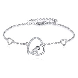 JERWLI Pug Bracelet Sterling Silver S925 Black Pug Bracelet Jewellery for Women Pug Gifts for Lovers