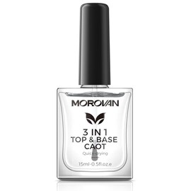 Morovan 3 in 1 Top & Base Nail Polish: Quick Dry Glossy No Chip High Shine Long Lasting Nail Polish Fast Air Dry Nail Shine Salon