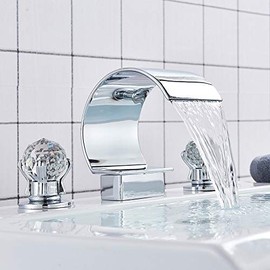 MGAYTYOAG Bathroom Basin Crystal Faucet Bathtub Mixer Basin Sink Tap Wide Spout Waterfall Bath Hot and Cold Water Mixer Crane
