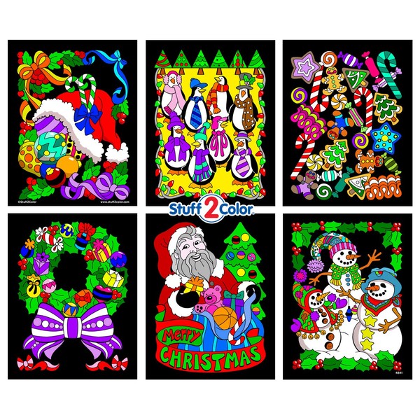 Stuff2Color Christmas Themed Fuzzy Velvet Posters Pack of 6