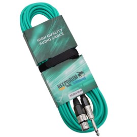 keepdrum MC003XJ 10m Microphone Cable Green XLR Female - Jack 6.3mm