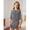 WDIRARA Girl's 2 Piece Outfits Plaid Tweed Half Sleeve Jacket