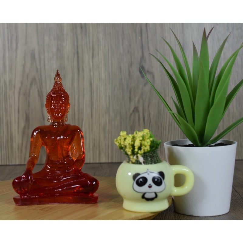 BUDDHO Buddha overcoming Temptations Buddha Statue 4" H Poly Resin