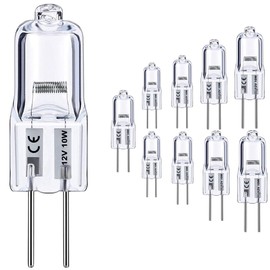 G4 Bulb, 10 Pack Halogen G4 12V 10W with G 4 Bi-pin Base, High Output G 4 Light Bulb 12V 150LM 3000Hrs Long Lifetime, G4 Dimmable, CRI100 & 2800K Warm White, Halogen Bulb 10W for Cabinet Light Bulbs
