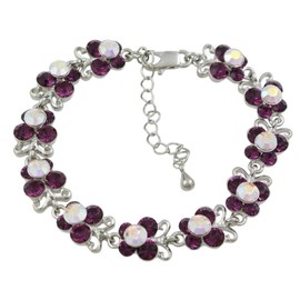 Lilylin Designs Purple and Aurora Borealis Crystal Butterflies Bracelet for wrist sizes up to 8.5 inches