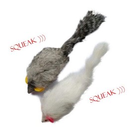 Kats'N Us Rabbit Fur Mouse Cat Toy with Squeak Sound