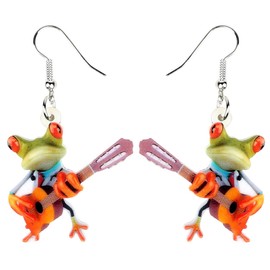 NEWEI Acrylic Sweet Cartoon Skateboard Frog Earrings Drop Dangle Big Long Fashion Animal Jewelry For Women Charms (Brown)