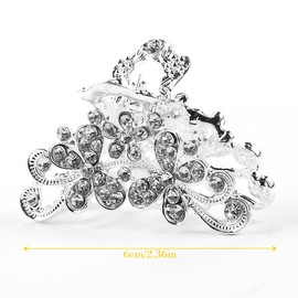 Retro Flowers Hair Claw Clip,Vintage Alloy Rhinestone Hair Jaw Clip for Women, Ladies, and Girls (Silvery)