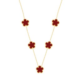 Myrnaist Red Clover Necklace for Women, Flower pendant Necklace, Five Leaf Clover Necklaces Dainty Lucky Clover Jewelry Gifts, Stainless Steel, No Gemstone