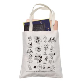 LEVLO Funny Dog Musical Terminology Shopping Bag Piano Player Musician Gift Animal Music Teacher Tote Bag, Dog Musical, Medium