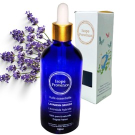 Ätherisches Lavendelöl (chemotypiert Lavandin Grosso Bio), 100% rein und natürlich, von den Produzenten der Provence Drôme für Diffusor, Aromatherapie, Entspannung, Schlaf, Massage