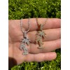 Harlembling MOISSANITE Real 925 Silver Gold Palm Tree Necklace Pendant