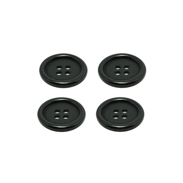 Button Buttons 20 mm 4 Holes Black Pack of 4