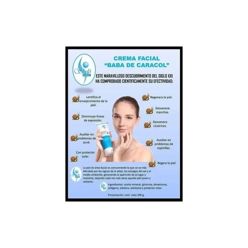 Crema Baba Caracol – Manchas, Acne, Cicatrices, Paño, Arruga