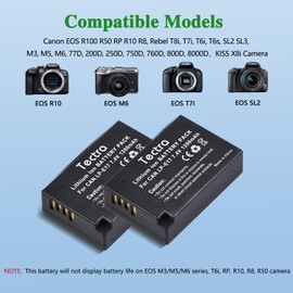 Tectra 2-Pack LP-E17 Battery and Rapid LED Dual Charger for Canon EOS R100 R50 RP R10 R8, Rebel T8i, T7i, T6i, T6s, SL2 SL3, M3, M5, M6, 77D 200D 250D 750D 760D 800D 8000D Digital SLR Camera