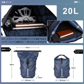 Rhinowalk Bicycle Pannier Bag, Rear Bag, Side Bag, Bike, Waterproof, Large Capacity, Lightweight, Storage Capacity (Navy)