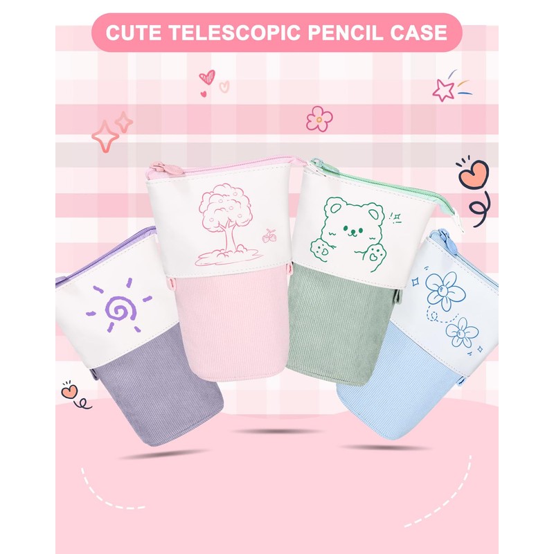 Xespis Pencil Case with Zip, Telescopic Pencil Case