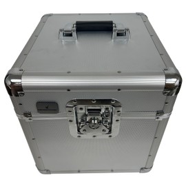 CheckOutStore Silver Aluminum 10" 78 RPM Record Storage Box (Holds 100 Records)