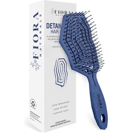 Fiora Naturals Hair Detangling Brush -100% Bio-Friendly Detangler hair brush w/Ultra-soft Bristles- Glide Through Tangles with Ease - For Curly, Straight, Women, Men, Kids, Toddlers, Wet and Dry Hair