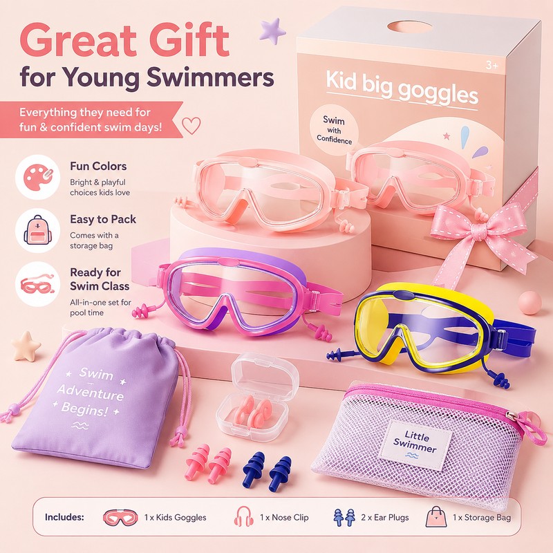Kids Swim Goggles for Boys & Girls – Panoramic Anti-Fog