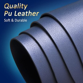 4Pack Faux Leather Placemats Set,Round PU Dinning Table Mats,Wipeable Easy to Clean Stain Resistant Heat Resistant Waterproof Place Mats Durable Plate Mats for Table Nordic Style (Navy Blue)