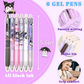 Kuromi School Supplies Set, Kawaii Cute Stationery Gift Set Including A5 Notebook, Pencil, Pen Case, Stickers, ID Badge Holder, Ruler, Eraser, Perfect Easter Birthday School Season Gifts for Kids