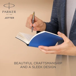 PARKER Jotter XL Ballpoint Pen | Grey Lacquer with Gold Trims | Medium Point | Blue Ink Refill | Gift Box | Perfect Graduation Gifts
