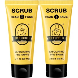 Bee Bald- SCRUB Exfoliante Pre-Afeitado Proporciona una Limpieza Profunda y elimina la suciedad que obstruye los poros, la grasa y la piel seca y escamosa.