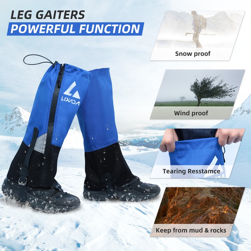 1 Pair Tear-resistant Waterproof High Leg Gaiters Rain Snow Adjustable