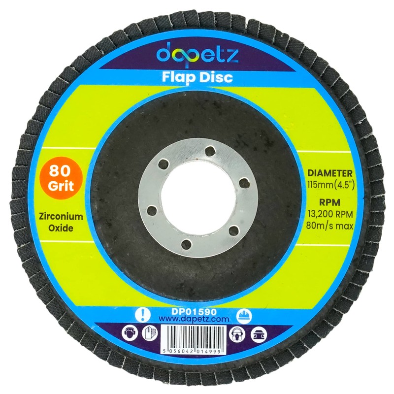Dapetz ® Flap Discs 80 Grit 115mm Zirconia Pack of