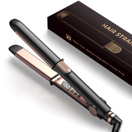 Yeshuai Ceramic Flat Iron, Hair Straightener & Curler, 12 Adjustable Temp & Dual Voltage Hair Straightener for Women for Smooth, Frizz-Free Styling, for All Hair Types (Rose Gold)