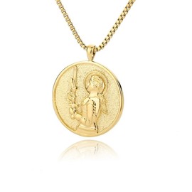SEKDAQ Joan of Arc Athena Artemis 18K Gold Plated Necklace,Gold Medallion Queen Necklace for Women