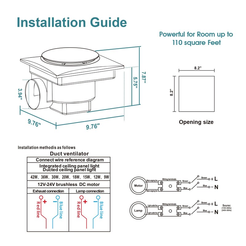 yanliangvich Bathroom Exhaust Fan with Light, 8 Inch Exhaust Fan