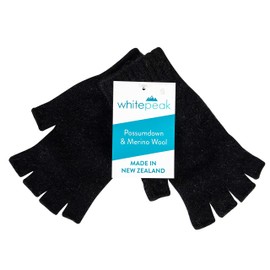 Genuine Merino Wool and Possumdown Fingerless Gloves for Men and Women | UNISEX - Black - XL