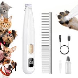 IGRARK Dog Paw Trimmer with LED Light,20mm-Blade Paw Trimmers for Dogs,Dogs Cats Grooming Clippers, 2 Speed Safety Electric Paw Hair Trimmer for Paws, Ears, Rump, Face, Eyes