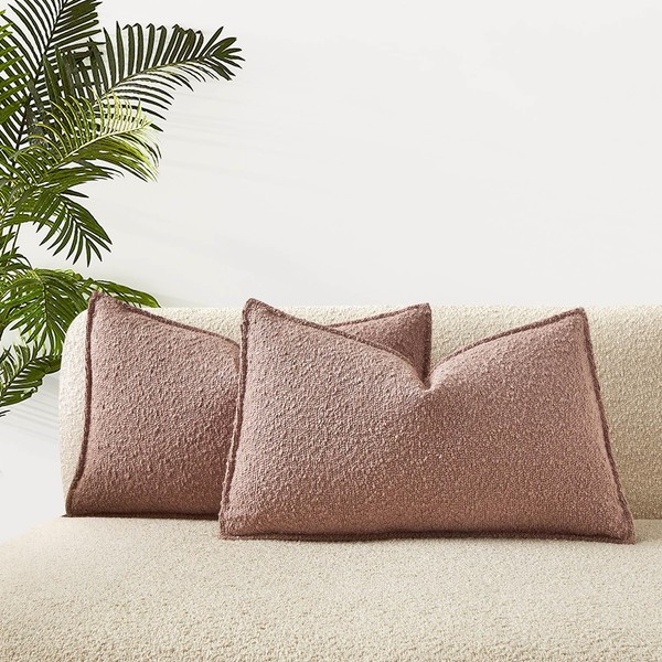 JUSPRURBET Jam Boucle Lumbar Throw Pillow Covers 12x20 inch Set