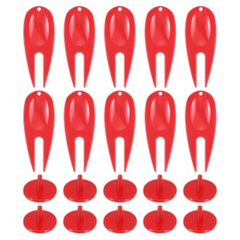 PATIKIL Golf Divot Repair Tool 18 Pieces Plastic Golf Divot Tool Golf Green Divot Fork with Ball Marker for Golf Golfer Repair Red