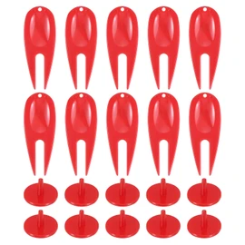 PATIKIL Golf Divot Repair Tool 18 Pieces Plastic Golf Divot Tool Golf Green Divot Fork with Ball Marker for Golf Golfer Repair Red