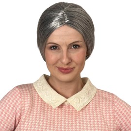 ALLAURA Classic Grey Nana Bun - Old Lady Wig Grandma Wig Granny Costume Gray Wigs Costume for Girls Fits All Adults Women Girls Wigs - Granny Wigs for Kids