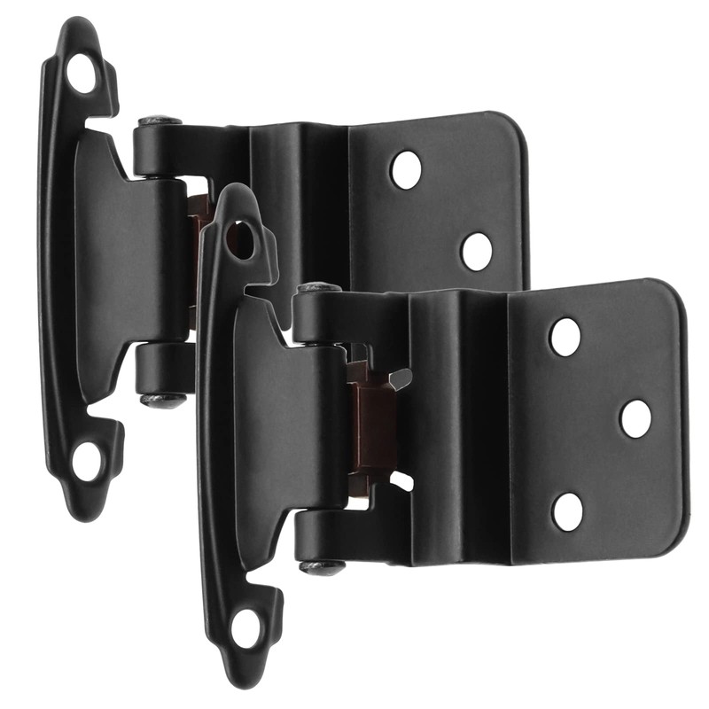 50 Pack (25 Pairs) 3/8" Inset Matte Black Cabinet Hinge,Self