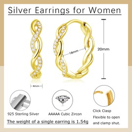 Deyanse Women's 925 Silver Hoop Earrings, 925 Sterling Silver Infinity Heart Star Earrings, Small Hoop Earrings with Zirconia, Sleeping Cartilage Earrings, Hypoallergenic Earrings with Gift Box, Cubic