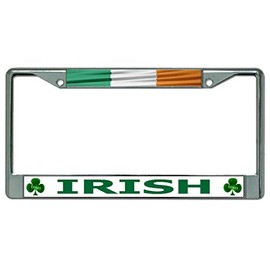 Irish Flag Chrome License Plate Frame