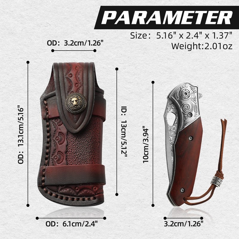 Generic Leather Folding Knife Pouch with 4" Folding Knife Holster