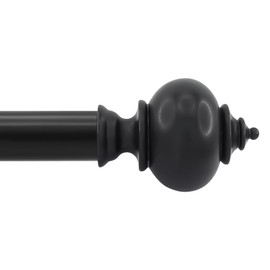 JZKaspar Curtain Rods for Windows 28 to 109 Inches,Heavy Duty Black Curtain Rod, Adjustable Decorative Drapery Rod for Curtains,Drapery Bar with Brackets and Simple Finials,Black